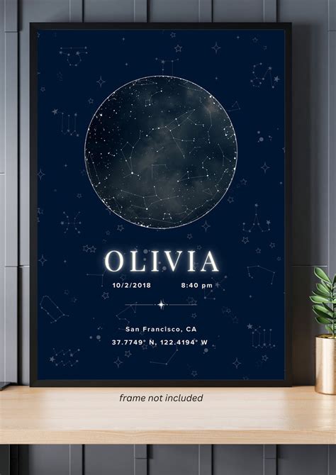 Printable Custom Star Map Poster Personalized Night Sky Art Etsy