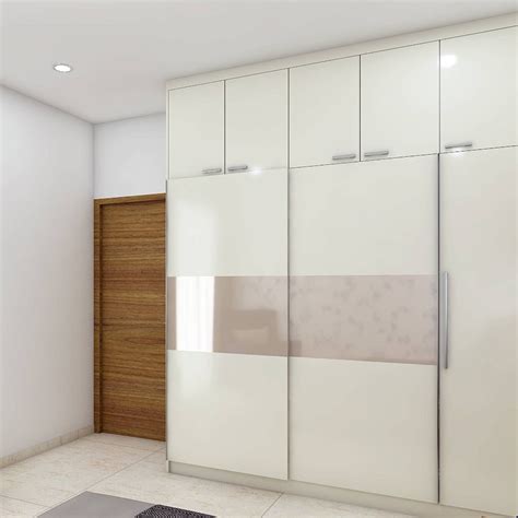 Contemporary Creamy-White Sliding Door Wardrobe | Livspace