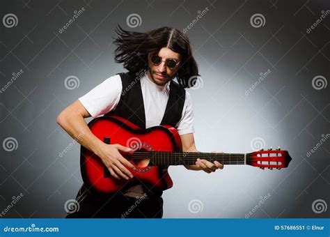 Man Wearing Sunglasses And Playing Guitar Stock Image Image Of