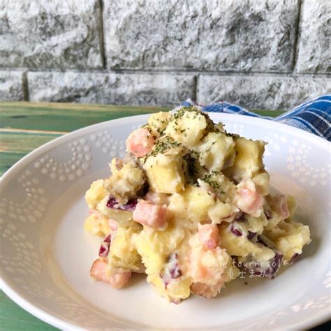 【酒好きにオススメ】腸活作用さつま芋とベーコンの酒粕ポテトサラダ♡レシピ 栄養士から学ぶ ⃛知識とレシピ⋆ ⃛ೃ⋆