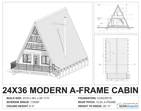 Modern A-frame Cabin Architectural Plans Custom 24' X - Etsy