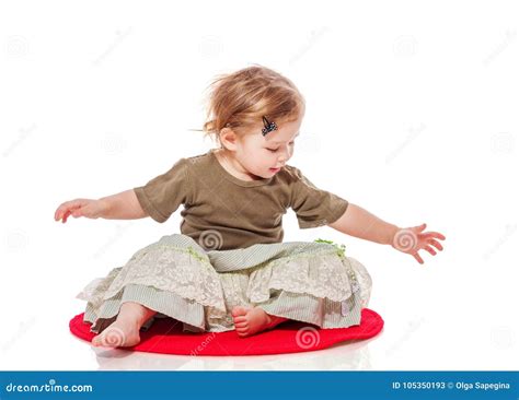 Toddler Girl Sitting Stock Image Image Of Cute Happiness 105350193