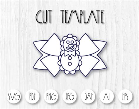 Snowman Bow Template Svg Hair Bow Svg Template Bow Template Etsy