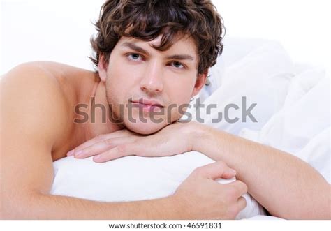 Sad Naked Male In Bed Over Royalty Free Licensable Stock Photos