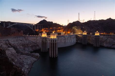 Hoover dam at sunset stock image. Image of hydro, canyon - 269265337