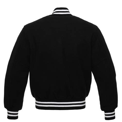 Letterman Varsity Jacket All Wool Black White Lines Skaf Impex