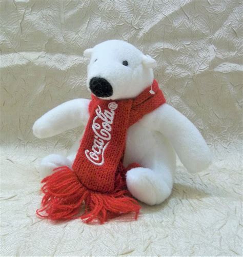 Coca Cola Polar Bear 4 Plush Toy With Red Knit Scarf Coke In 2024