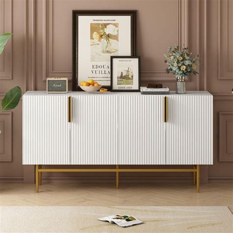 Modern Sideboard Cabinet, Elegant Storage 4-Door Sideboard with Large ...