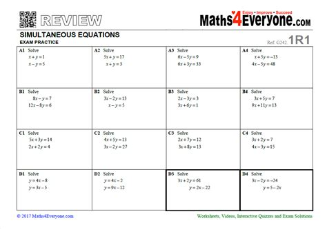 Simultaneous Equations Questions Top Ks34 Worksheets And Lessons