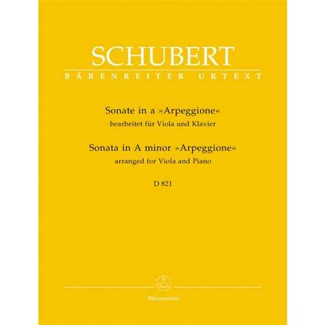 Schubert Franz Arpeggione Sonata In A Minor D821 Viola