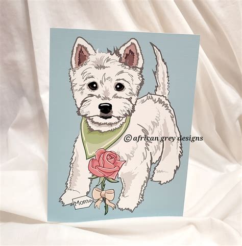 Rose Westie Customized With Your Name Choice Greeting Card Etsy