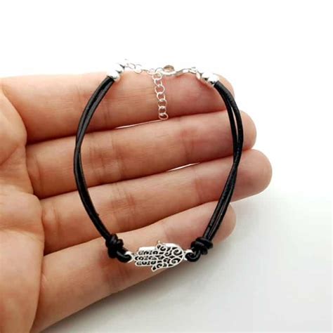 Pulsera Mano De F Tima Fabricada En Plata De Ley Mls Y Cuero