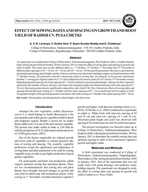 PDF EFFECT OF SOWING DATES AND SPACING ON GROWTH AND ROOT YIELD OF