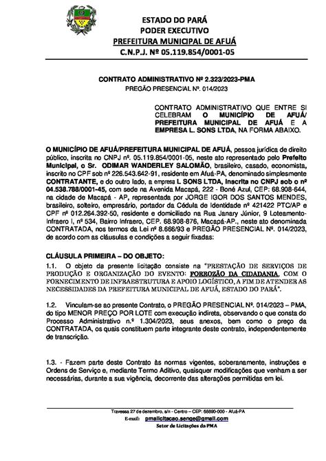 CONTRATO ADMINISTRATIVO Nº 2 323 2023 Prefeitura Municipal de Afuá PA