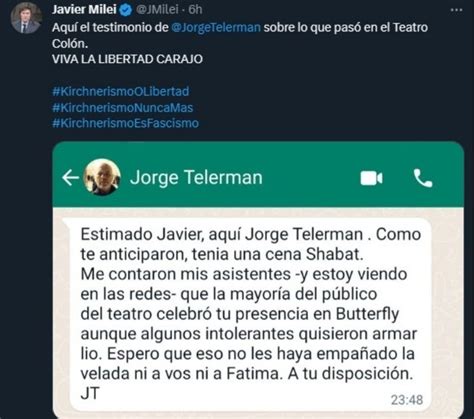 Javier Milei Aclar Lo Sucedido En El Teatro Col N Y Apunt Contra Los