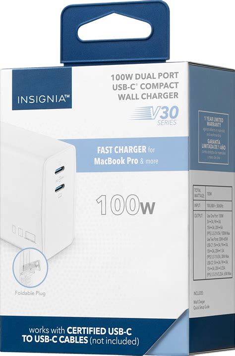 Insignia W Dual Port Usb C Foldable Compact Wall Charger Kit For