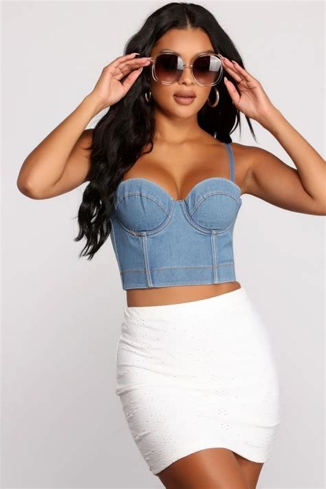 Denim Darling Cropped Bustier Windsor Bustier Denim Bustier Crop Top Bustier