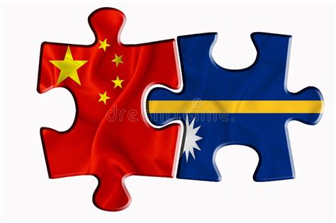 Bandera De Nauru Y China De La Bandera Estadounidense En Dos Piezas Del