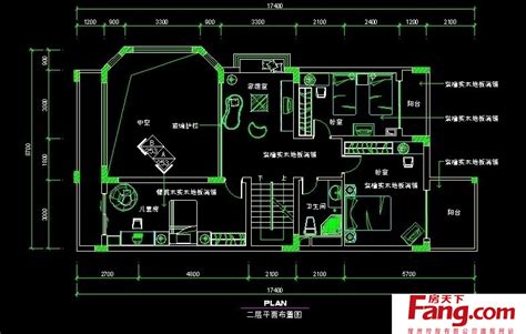 2018别墅二层cad平面布置图 房天下装修效果图