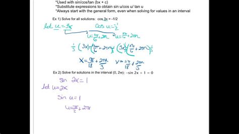 Solving Trig Equations Using Substitution Youtube