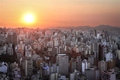 Sunset Over Sao Paulo Stock Photo Image Of South Paulo