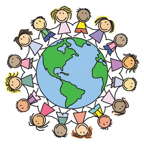 Kids World - Children On Globe Stock Illustration - Image: 54011905