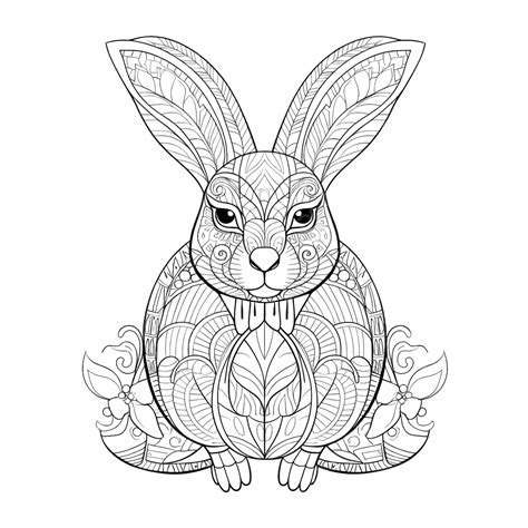 Coloring Page Rabbit Hand Drawn Vintage Doodle Bunny Vector Hare