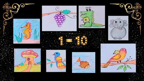 How to draw pictures using numbers 1 to 10 || Number Drawing easy step ...