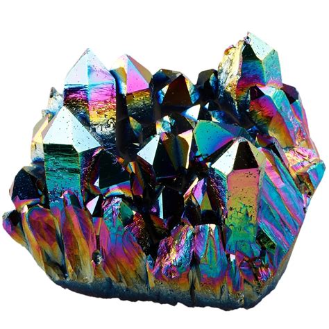 ᗚsunyik Rainbow Flame Aura Titanium Quartz Quartz Crystal Cluster ᗖ