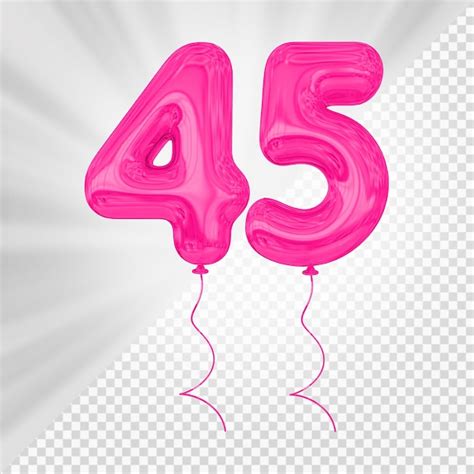 Premium Psd Pink Balloon Number 45