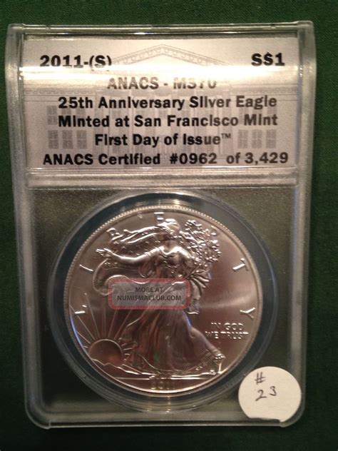 S American Silver Eagle Anacs Ms Th Anniversary Coin First