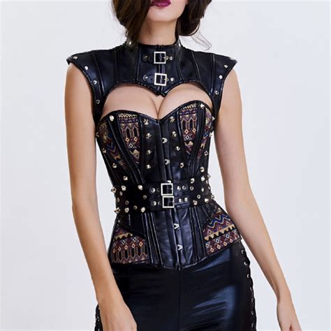 Corzzet Rebite Preto Vintage Rebite De Couro A O Boned Steampunk