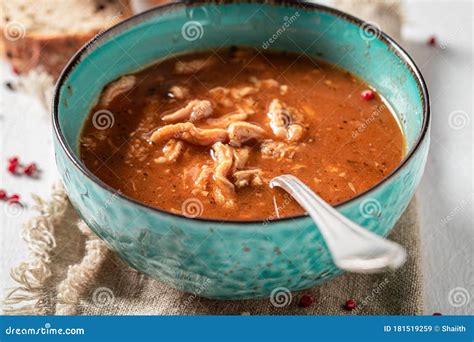 Tasty Tripe Soup Made Of Vegetables And Red Peppers Stock Image Image Of Bread Tasty 181519259