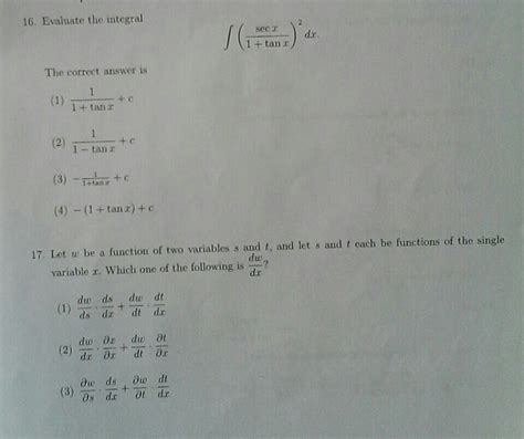 Solved Evaluate The Integral Integral Sec X Tan X Chegg