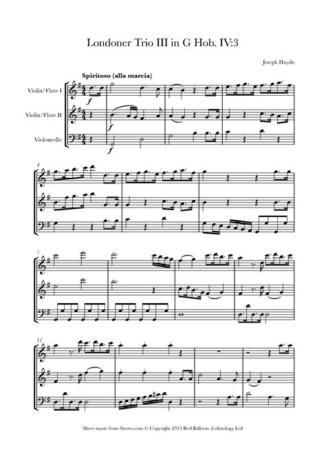 Haydn Londoner Trio III In G Hob IV 3 Sheet Music For 2 Violins