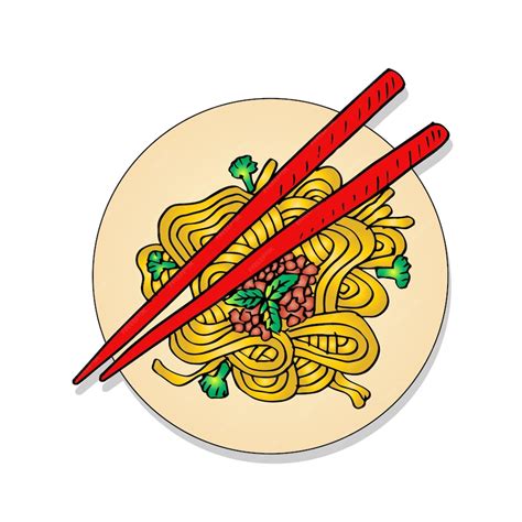 Prato De Macarrao Desenho - Desenho ilustração de macarrão em um prato | Vetor Premium
