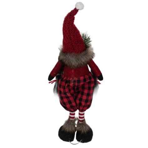 Northlight 17 Red And Black Buffalo Plaid Girl Gnome Christmas Figure