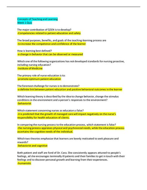 Nsg Concepts Of Learning Week Quiz South University