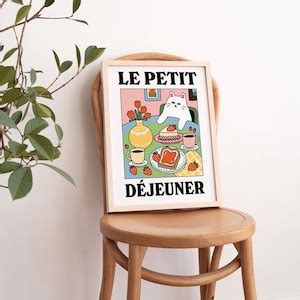 French Cafe Cat Print Retro Drink Poster Bistro Coffee Cake Posters