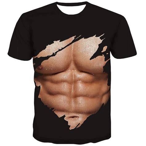 Qciv Muscle Tee Shirts For Men Funny T Shirt With Abdominal Muscle 3d