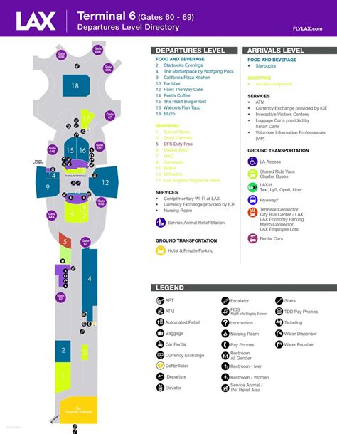 Terminal 6 map at the Los Angeles International Airport LAX