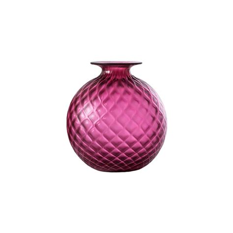 Venini Monofiore Balloton Vaso Magenta Filo Rosso Sabbiato