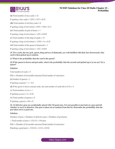 Ncert Solutions For Class 10 Maths Exercise 151 Chapter 15 Probability