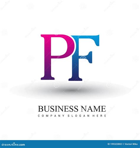 Initial Letter Logo PF Colored Red And Blue Vector Logo Design