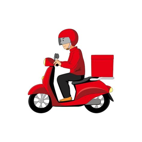 Premium Vector Delivery Man Ride Scooter Vector Illustration Express