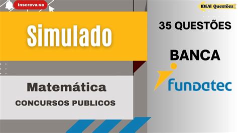 Simulado Quest Es De Matem Tica Para Concurso P Blico Banca