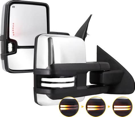 Towing Mirrors Chrome Switchback For 2014 2018 Chevy Silverado Gmc Sierra With Power Glass Turn