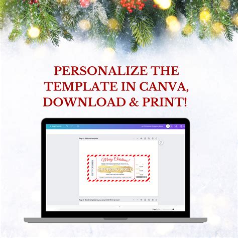 Christmas Shopping Spree Card Printable Voucher Template - Etsy