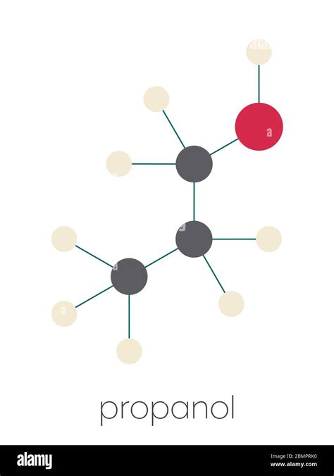 Propanol N Propanol Solvent Molecule Stylized Skeletal Formula Chemical Structure Atoms