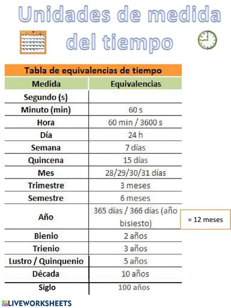 Ficha Online De Unidades De Tiempo Para Segundo De Primaria Puedes